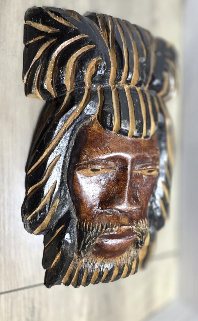 Vintage Dan Style African Mask Hand Carved Wood Raffia Wall Decor Unique Vintage Dan Style African Mask Hand Carved Wood Raffia Wall Decor Unique