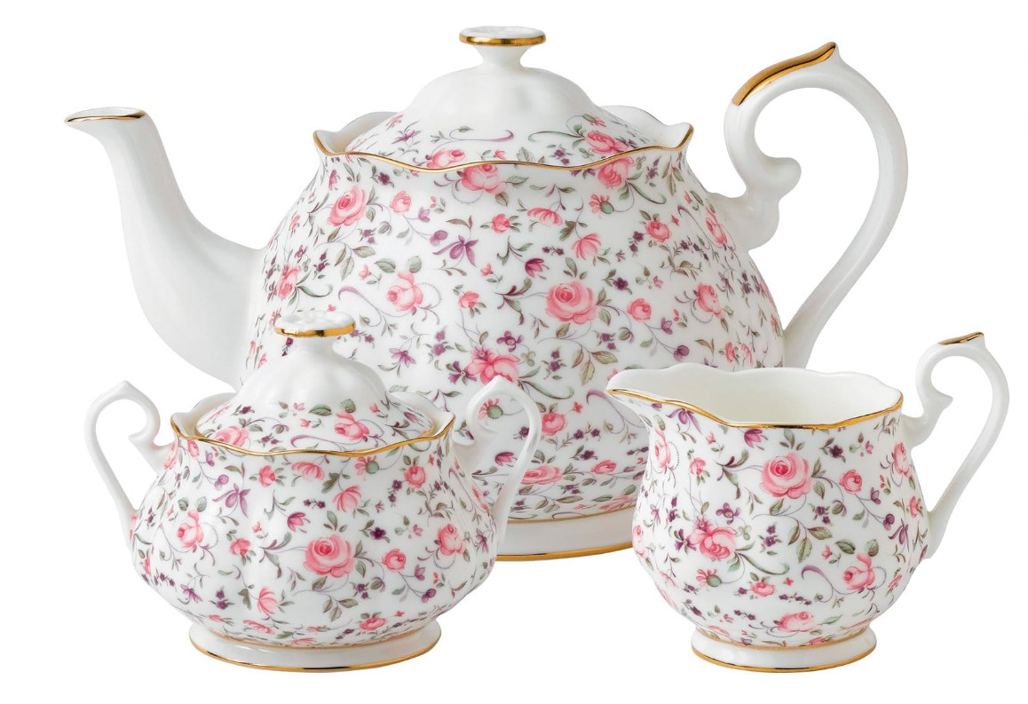 Royal Albert Rose Confetti 3-Piece Set (Teapot, Sugar & Creamer) Pink Multi Royal Albert Rose Confetti 3-Piece Set (Teapot, Sugar & Creamer) Pink Multi