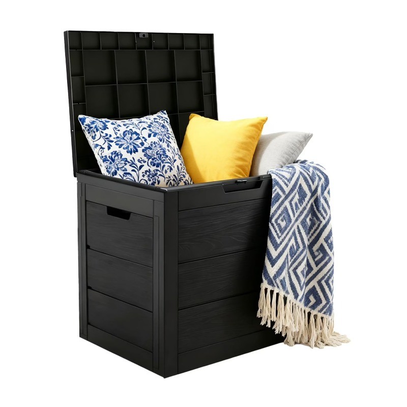 35 Gallon Outdoor Storage Box Waterproof, Resin Deck Box with Lockable Lid 35 Gallon Outdoor Storage Box Waterproof, Resin Deck Box with Lockable Lid