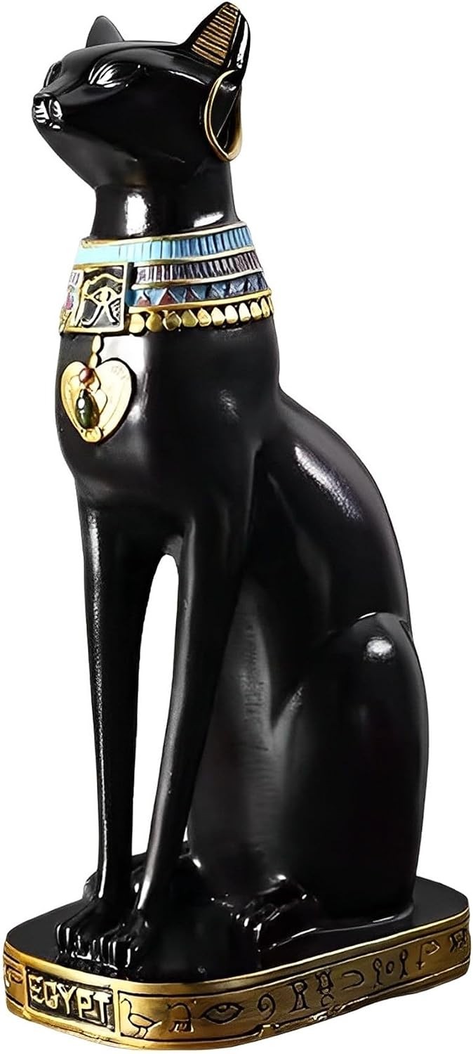 12 Inch Tall Black Egyptian Cat Goddess Bastet Statue, Ancient Egypt Bast Figuri