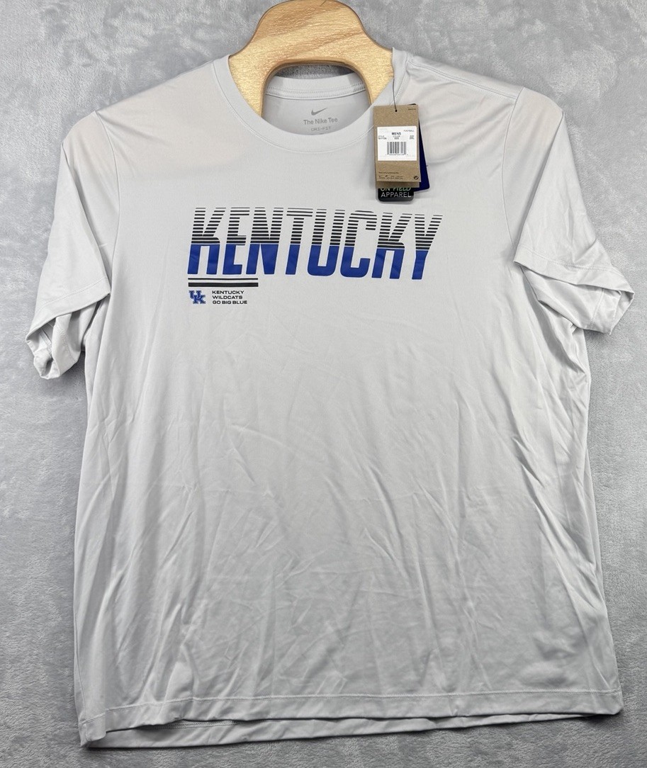 Nike Dri Fit Kentucky Wildcats Team Issued SS Shirt Gray Men\'s Size 2XL NWT Nike Dri Fit Kentucky Wildcats Team Issued SS Shirt Gray Men\'s Size 2XL NWT