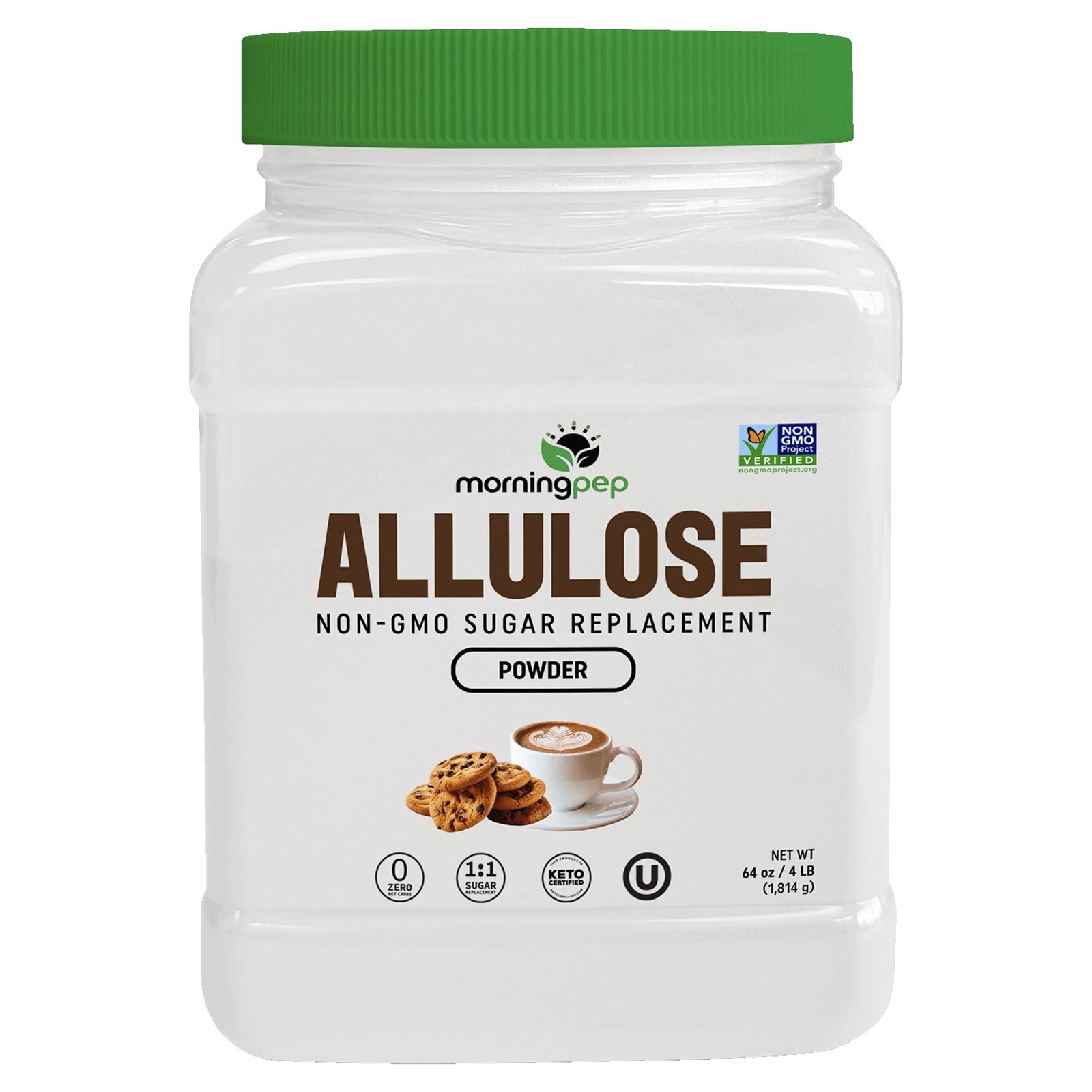Morning Pep Allulose Sweetener 4 lb – Zero 64 Ounce (Pack of 1), white