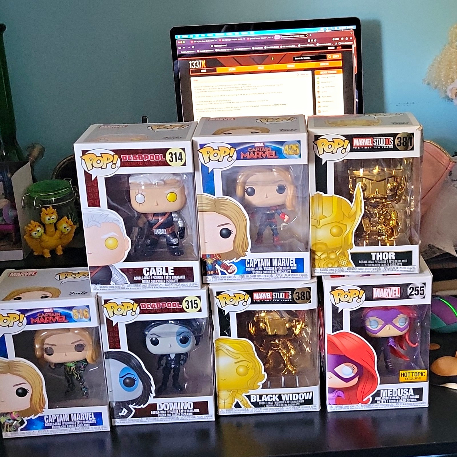 Funko POP Marvel Mixed Lot Vinyl Cable Domino Thor Black Widow Hot Topic