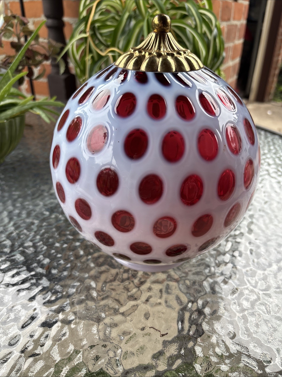 VTG Fenton Coin Dot Cranberry Lamp Shade Rare VTG Fenton Coin Dot Cranberry Lamp Shade Rare