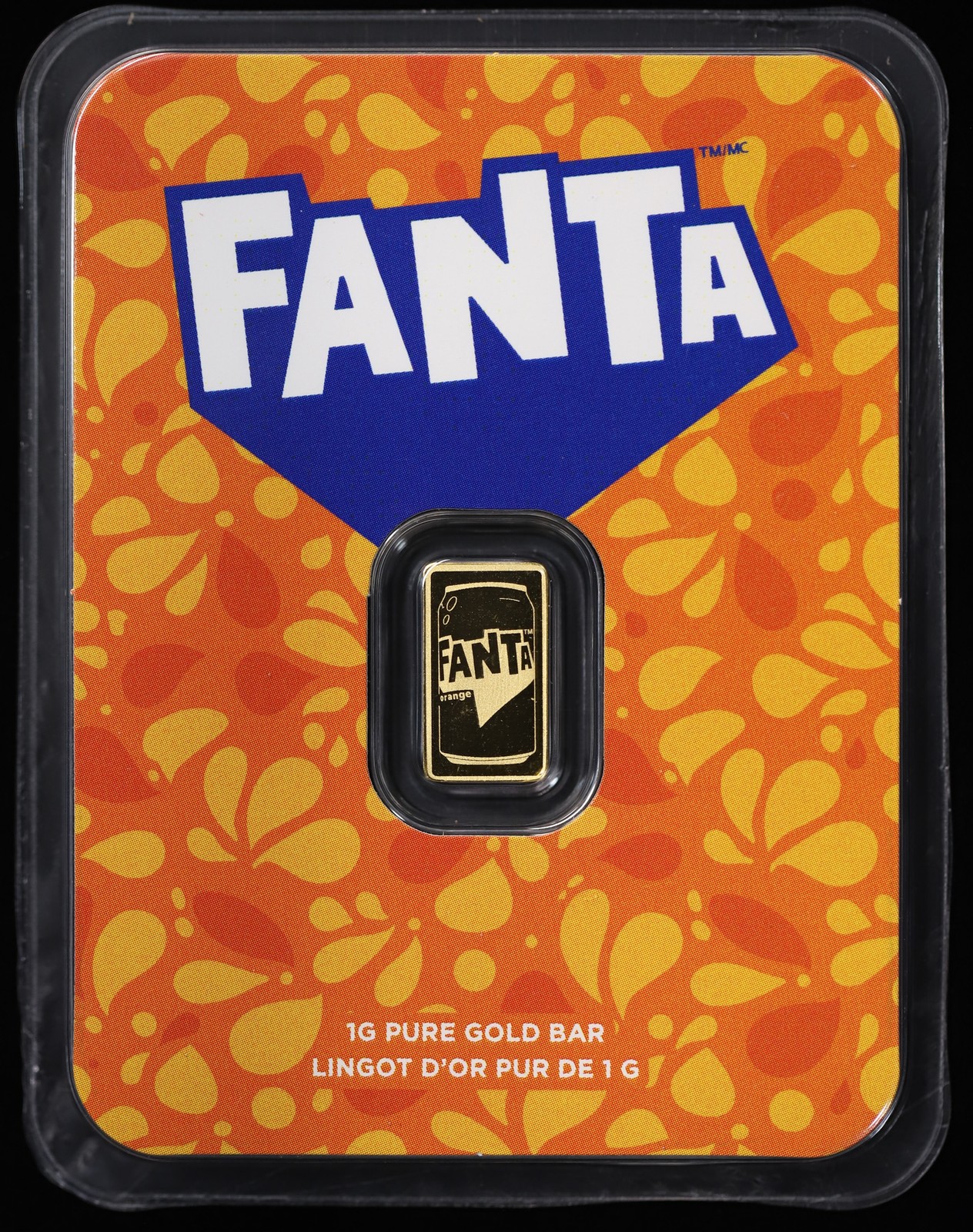 Orange Fanta 1 Gram Gold Bar PAMP Swiss in Assay Card