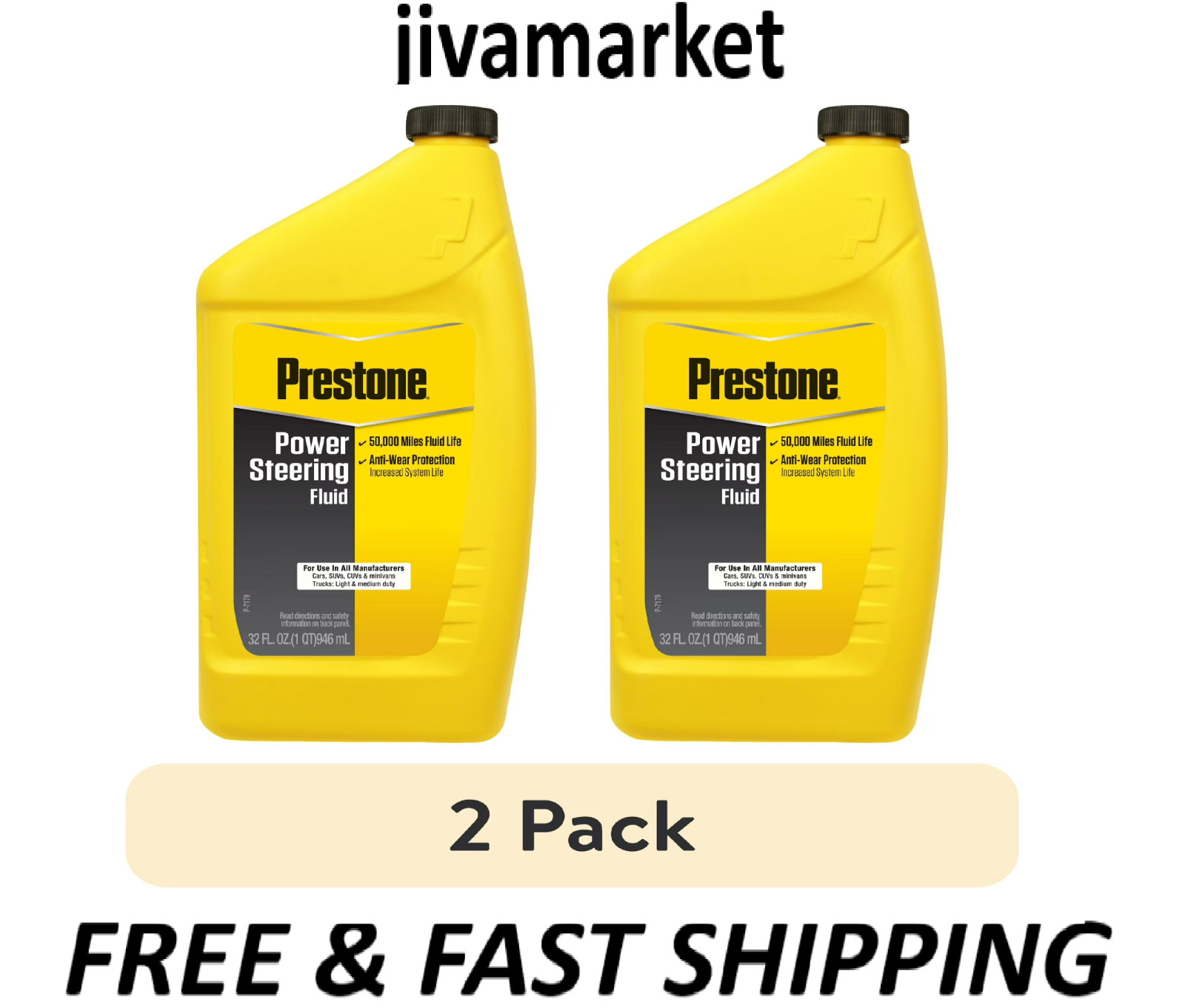 Prestone Power Universal Steering Fluid for Cars and Trucks -32 fl oz each- 2 Pk
