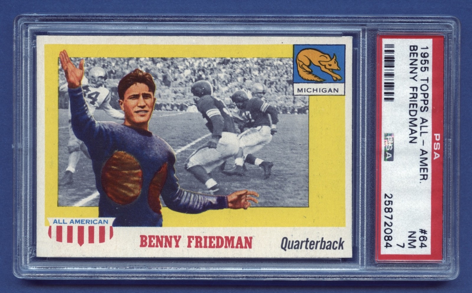 1955 BENNY FRIEDMAN ROOKIE PSA 7 NM HOF MICHIGAN WOLLVERIGNS BRANDEIS (#64) RZC