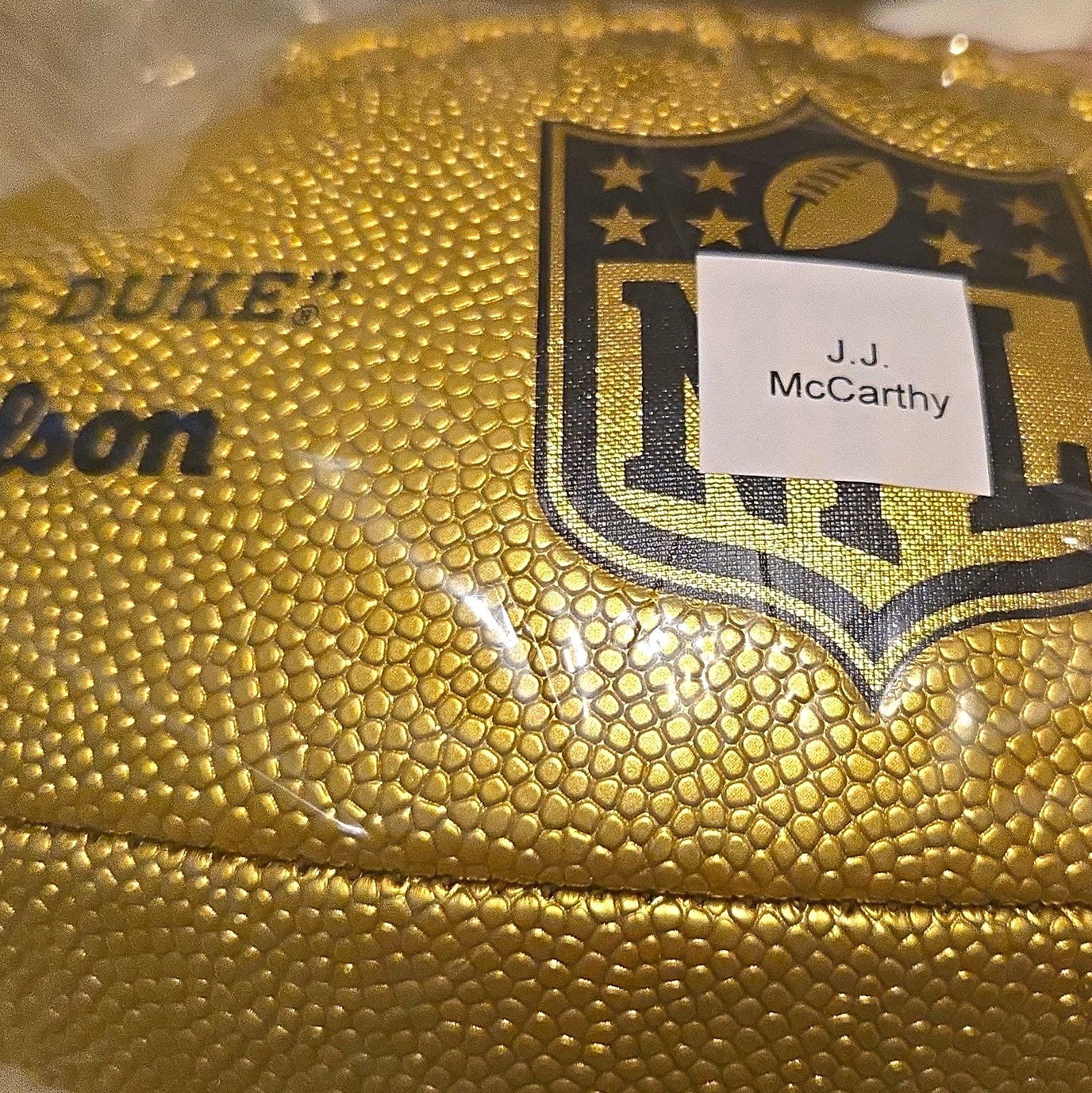 J.J. McCarthy Signed Football Gold, Beckett Authentication Services (BAS)