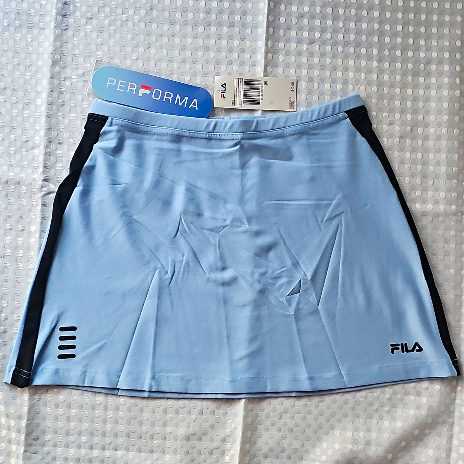 FILA Performa Women\'s Athletic Tennis Skirt Blue/Black M Stretch Elastic Waist