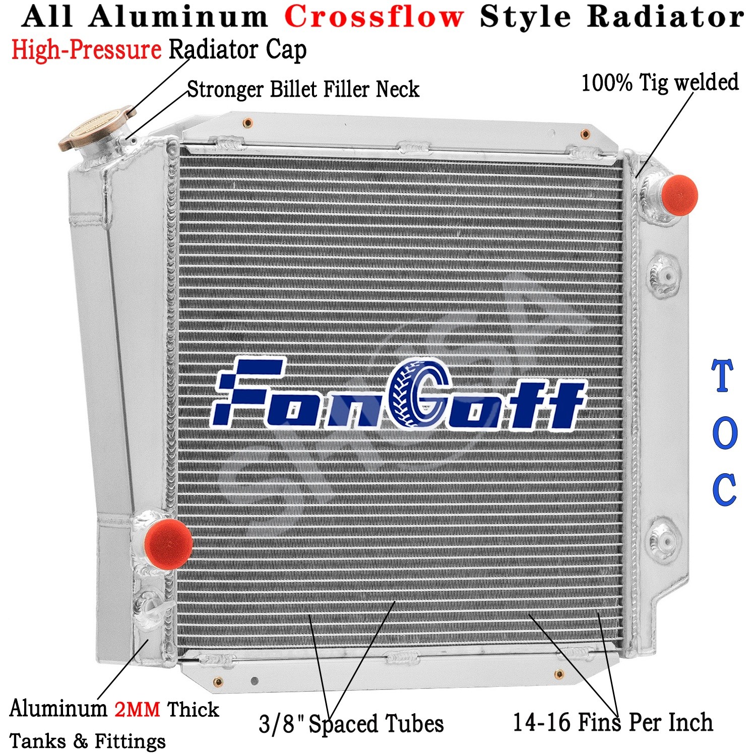 4 Row Aluminum  Radiator For 1966-1977 Ford Bronco 4.7L 4.9L L6 V8 Swap