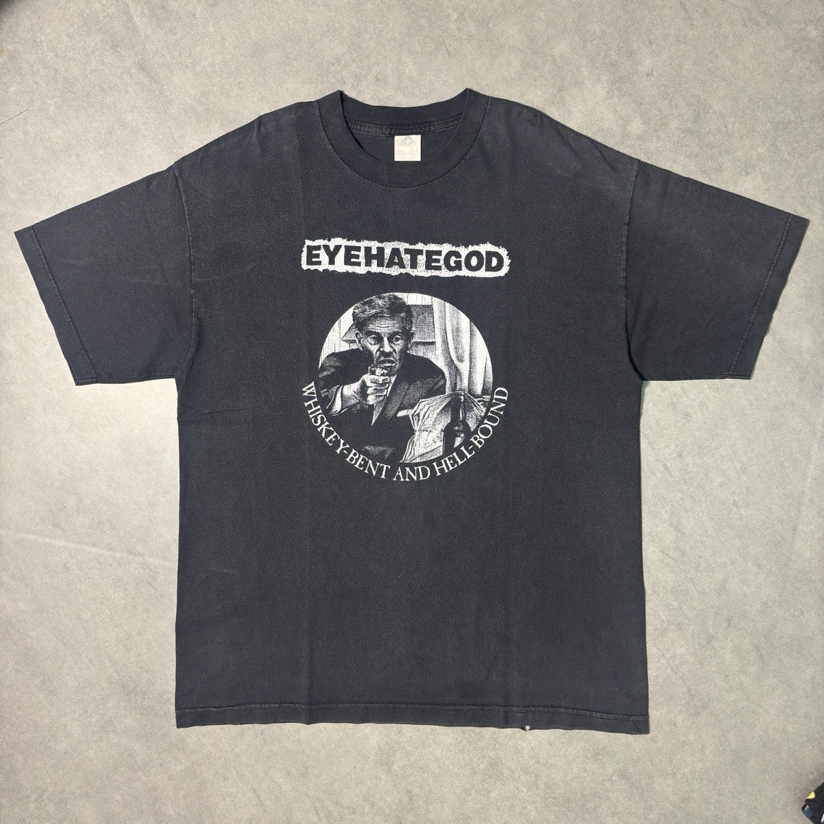 Vintage Eyehategod Whiskey Bent and Hellbound Double-Sided Black Cotton Tee