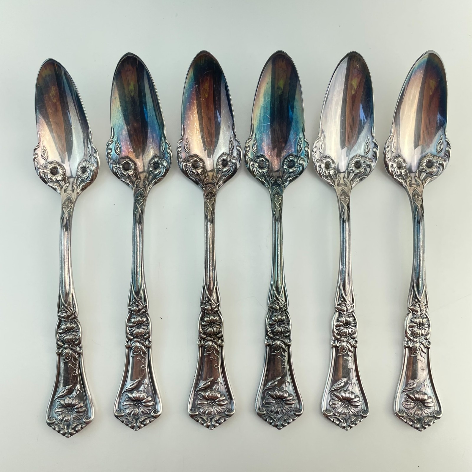 Antique Wm A Rogers Silverplate Grapefruit Spoon Grenoble Gloria 1906 Set of 6 Antique Wm A Rogers Silverplate Grapefruit Spoon Grenoble Gloria 1906 Set of 6