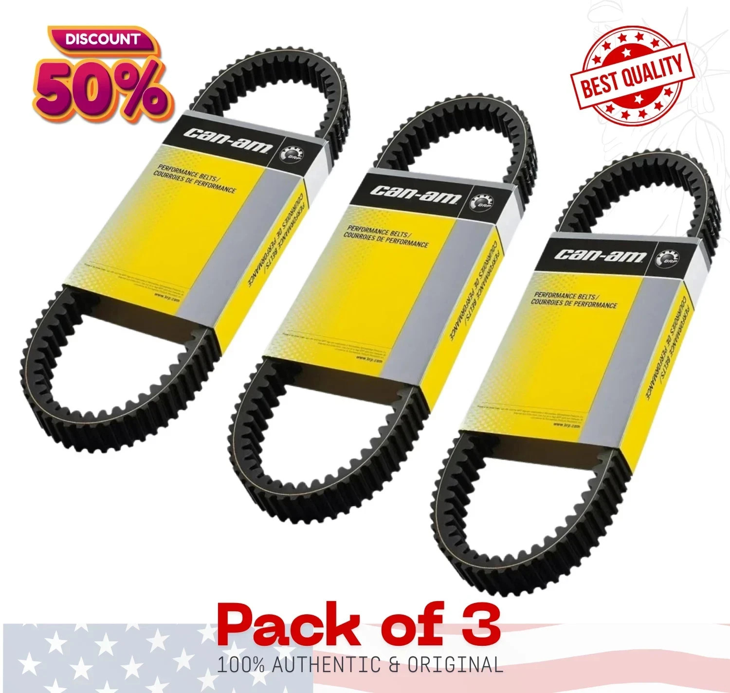 3 Packs Can-Am New OEM 100% PBO Performance Drive Belt Maverick X3, 422280652