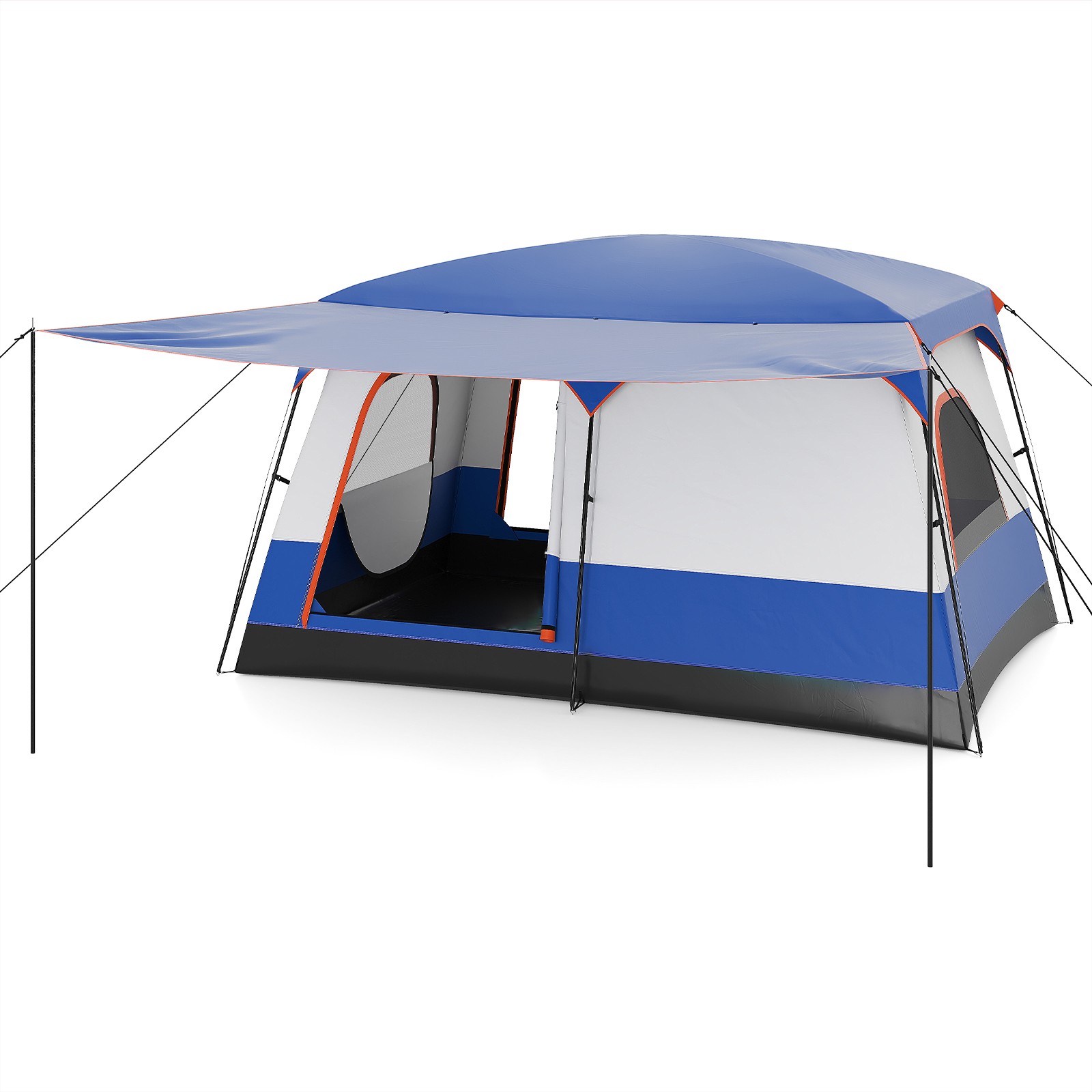 8-Person Camping Tent with Porch Large Family Cabin Tent with 2 Rooms & 2 Doors 8-Person Camping Tent with Porch Large Family Cabin Tent with 2 Rooms & 2 Doors