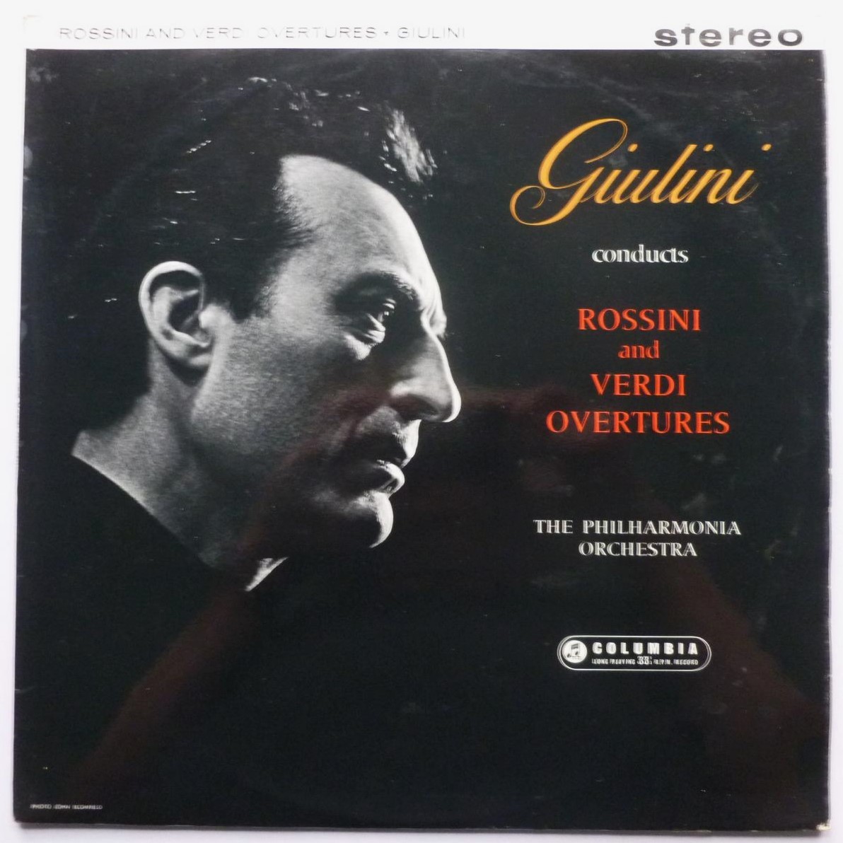 Alceo Galliera Rossini & Verdi Overtures LP Columbia SAX2377 EX/EX- 1960s red...