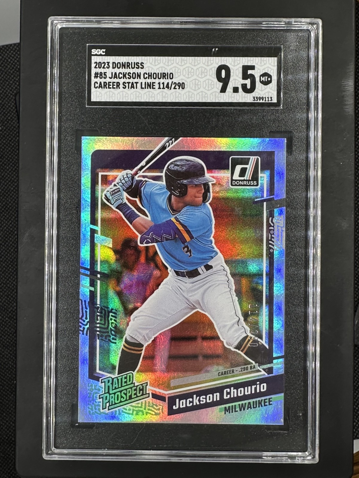 /230 Jackson Chourio SGC 9.5 2023 Panini Donruss Rated ProspectCareer Stat Line