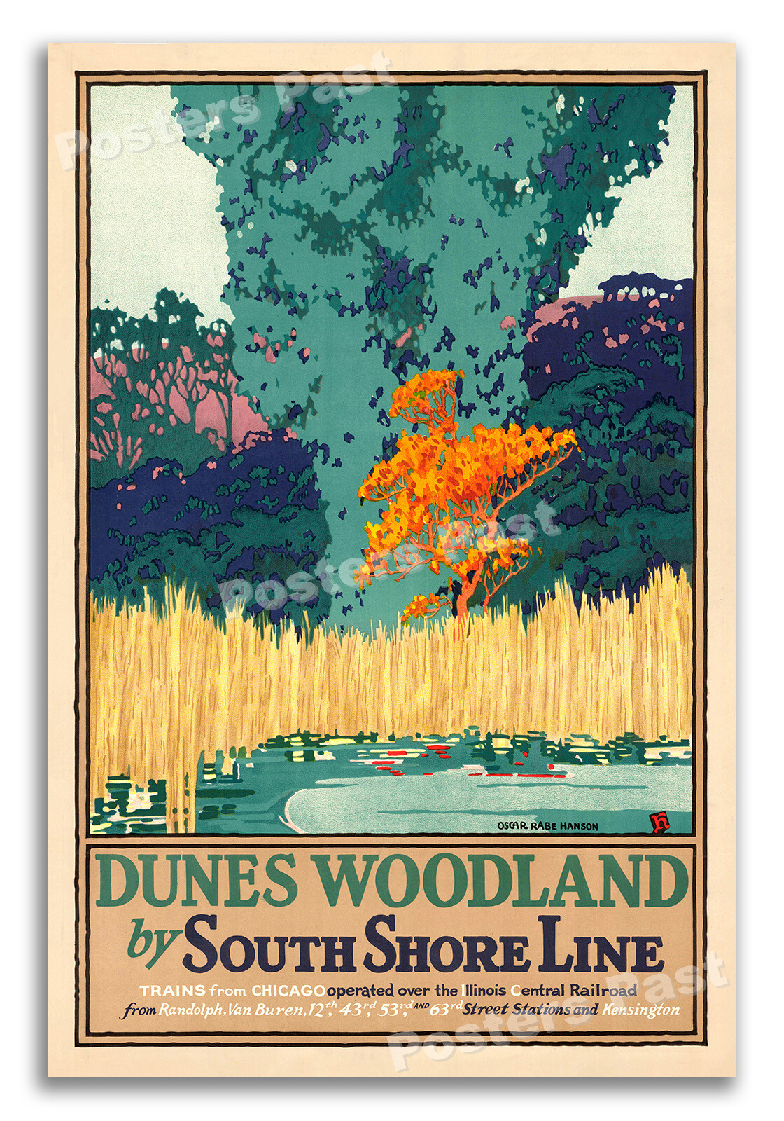 1926 Dunes Woodland South Shore Line Vintage Travel Poster - 24x36