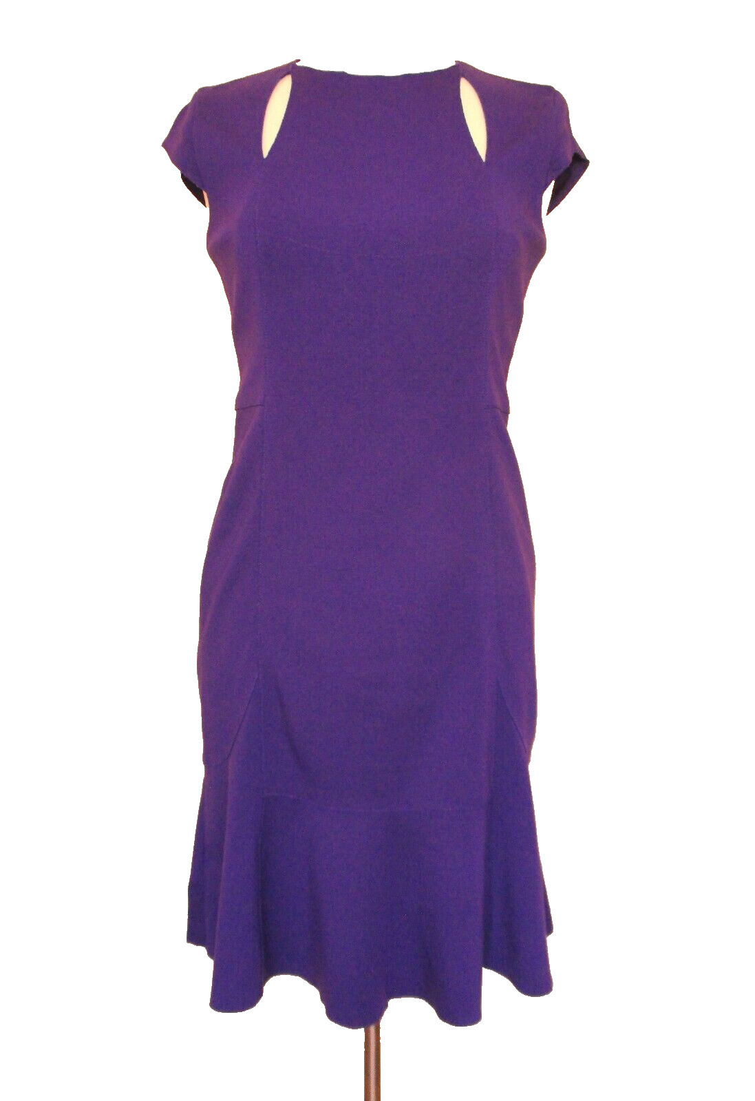 AKRIS Punto Dress Purple Cap Sleeve Size 6 Women Cutout