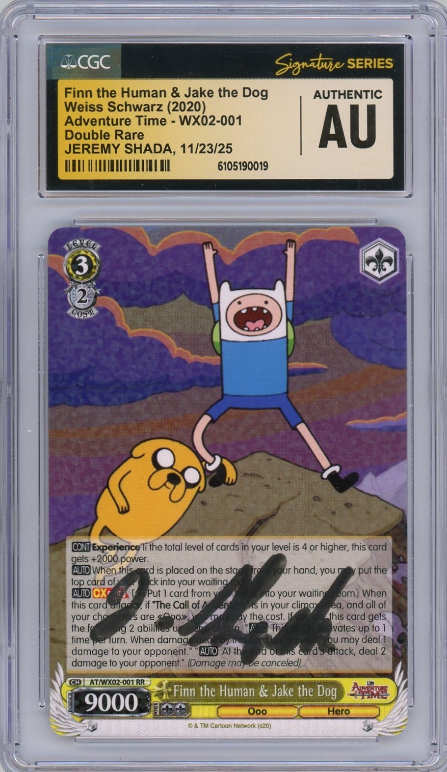 CGC AUTHENTIC Jeremy Shada Signed Finn the Human & Jake the Dog wx02-001 DR CGC AUTHENTIC Jeremy Shada Signed Finn the Human & Jake the Dog wx02-001 DR
