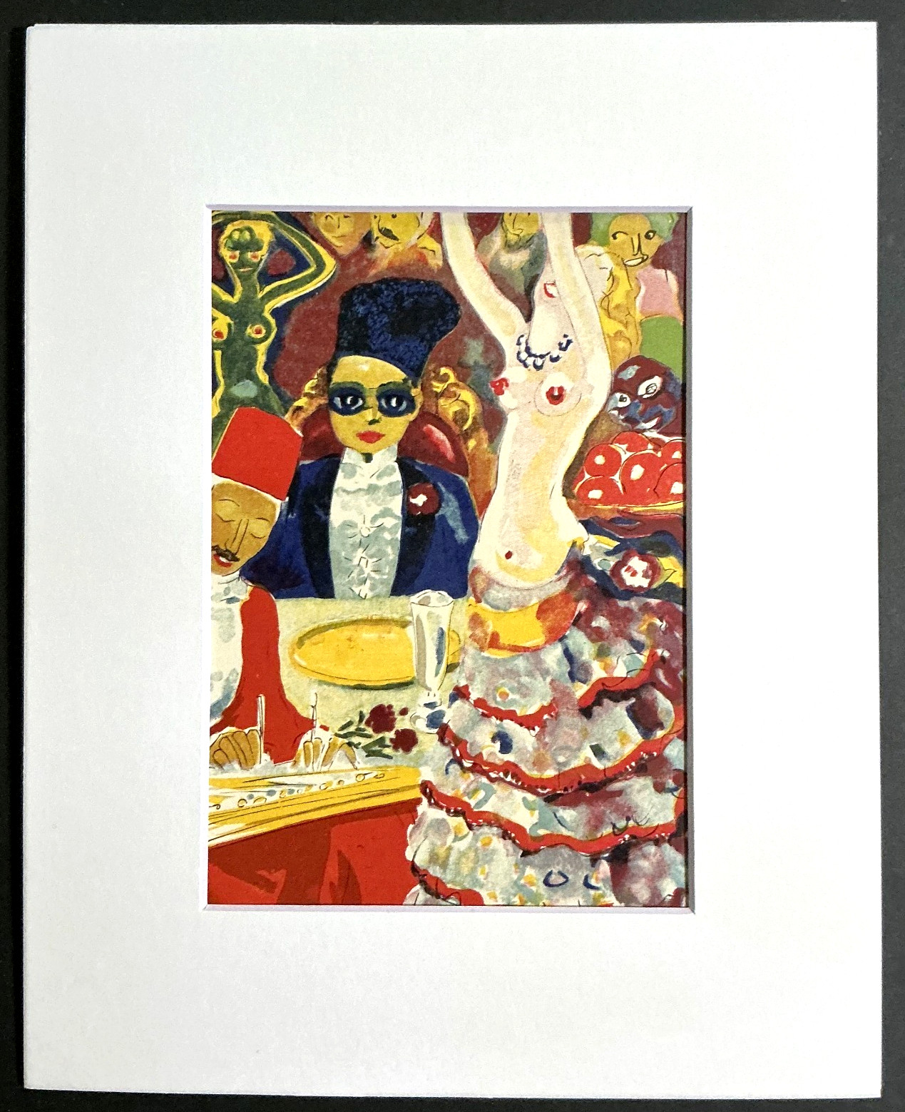 Kees Van Dongen. In 8x10 Mat Frame-Ready.  Dancer at Feast Original 1955 Fauvist