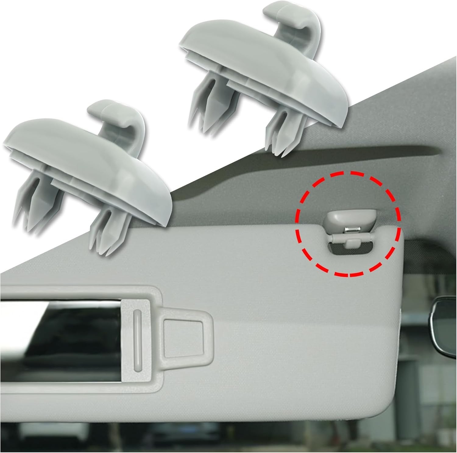2Pcs grey Sun Visor Clips Fits For Audi A4 A5 A7 Q3 Q5 B6 B7 B8 S4 S5 8U0857562A