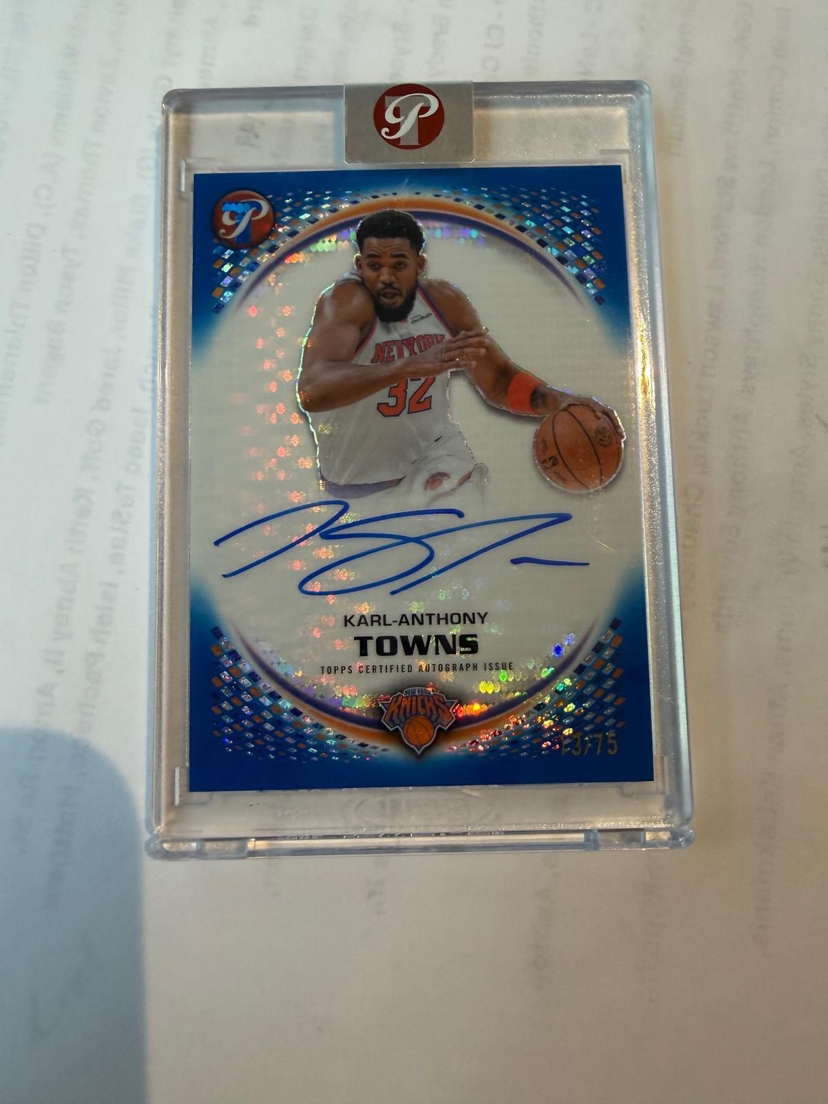 2025-26 Topps Pristine Blue Refractor Karl-Anthony Towns - Auto /75 2025-26 Topps Pristine Blue Refractor Karl-Anthony Towns - Auto /75