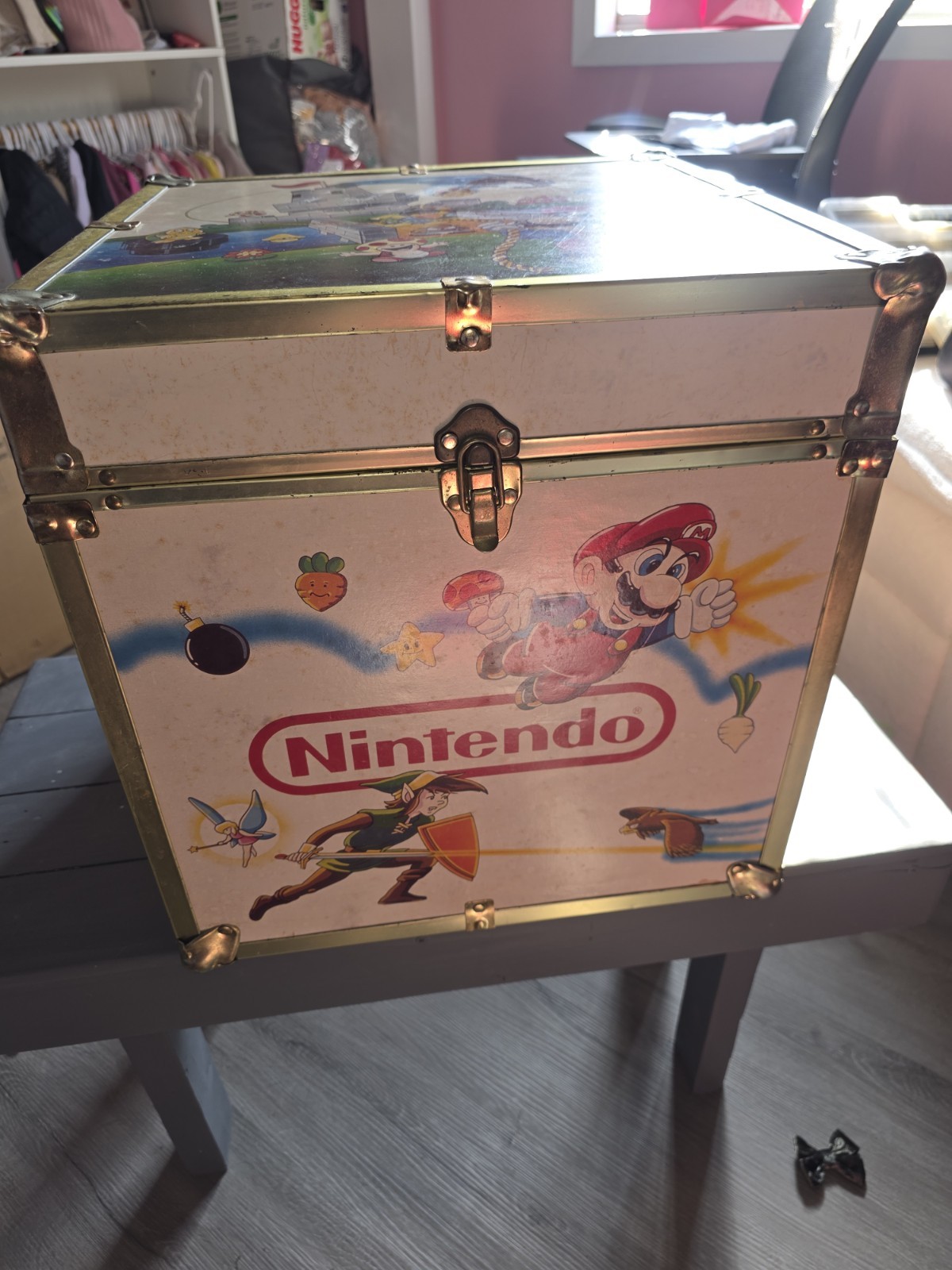 Rare Vintage 1980s Nintendo Super Mario Bros 3 Zelda Wooden Toy Chest Storage Rare Vintage 1980s Nintendo Super Mario Bros 3 Zelda Wooden Toy Chest Storage