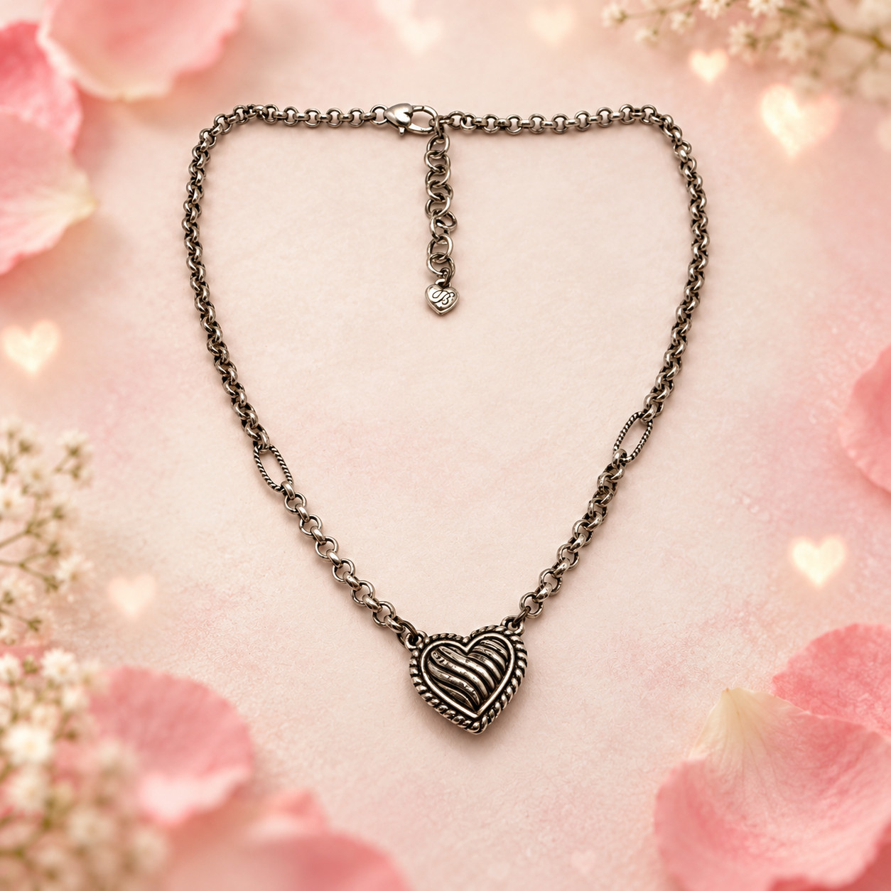 Brighton Callie Love Heart Necklace Silver Plated Renaissance 17in JM5340