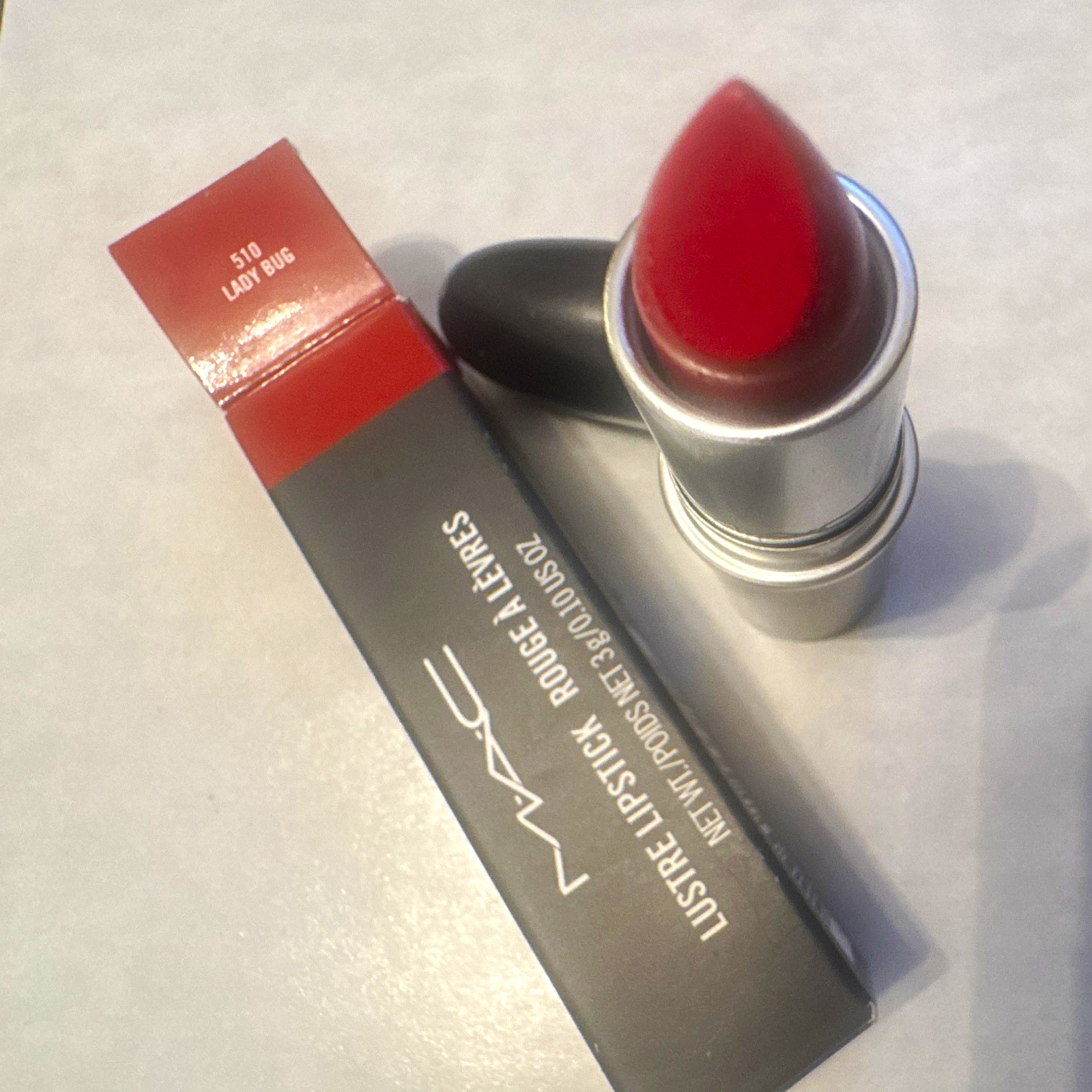 M·A·C Lustre Lipstick 510 Lady Bug, Red Shade, Stick Formulation 0.10 oz