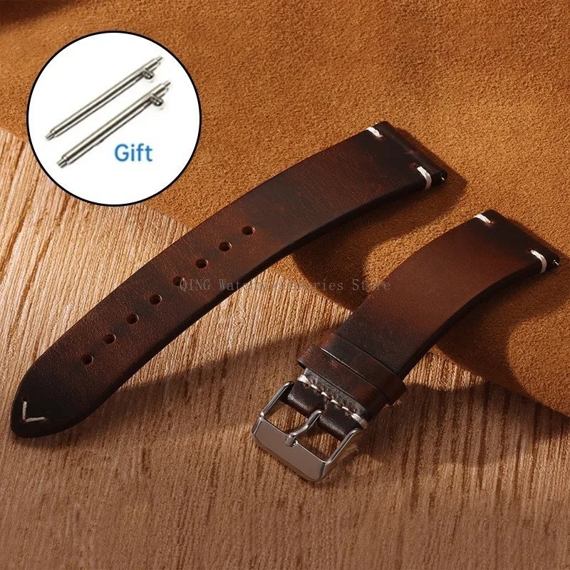 Genuine Leather Watch Band Strap Replacement Quick Release 18mm 20mm 22mm Men
