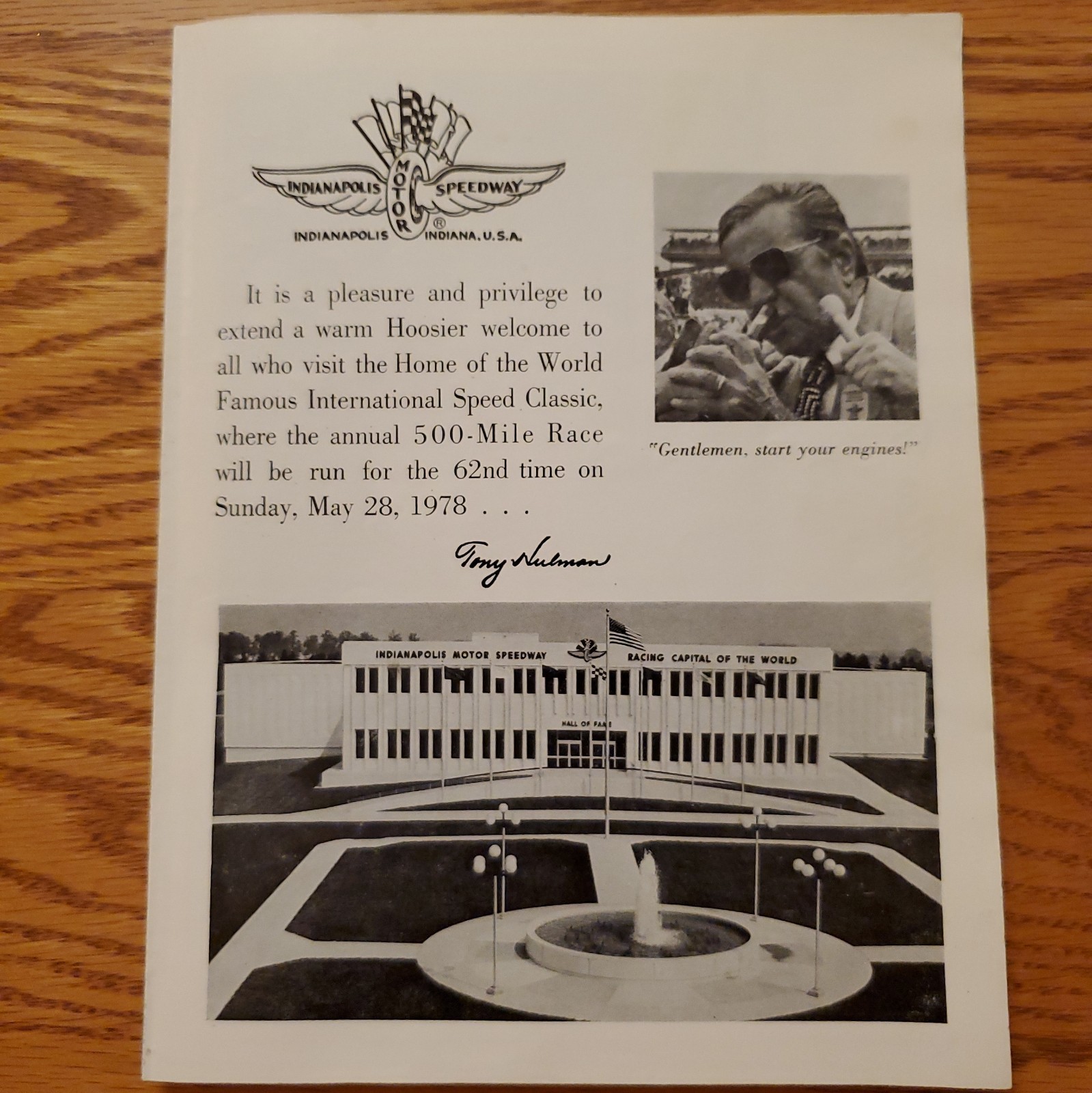 Vintage 1978 Indianapolis Motor Speedway Souvenir Brochure Tony Hulman,  AJ Foyt