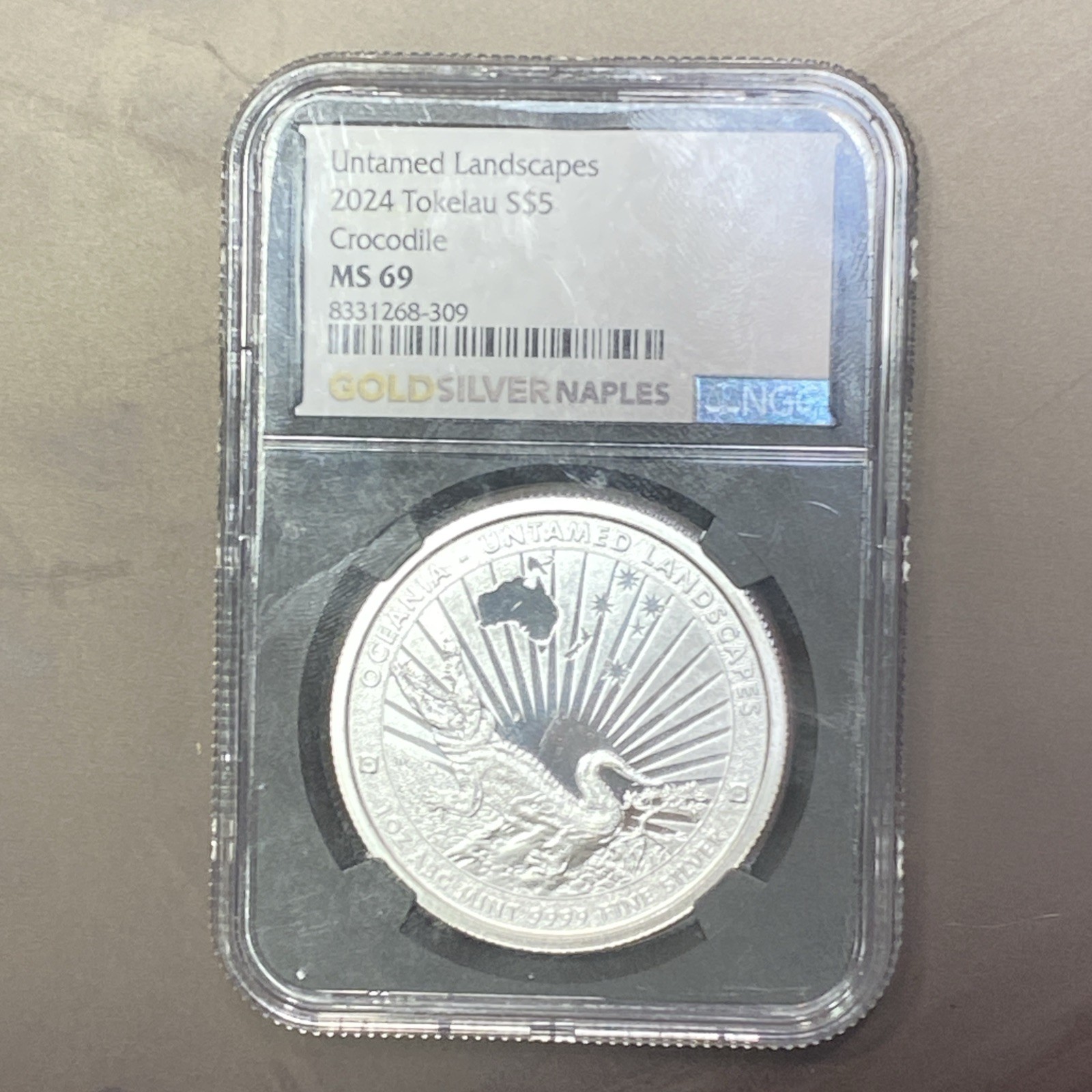 Tokelau 2024 $5 Silver Coin Untamed Landscapes Crocodile NGC MS 69