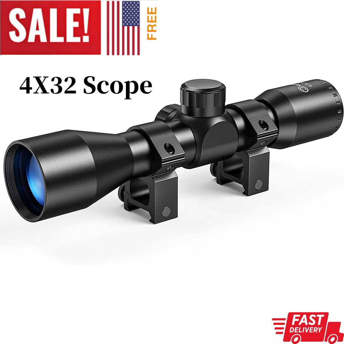 CVLIFE 4x32 Rifle Compact Scope Crosshair Optics Hunting Scope with 20mm Mounts
