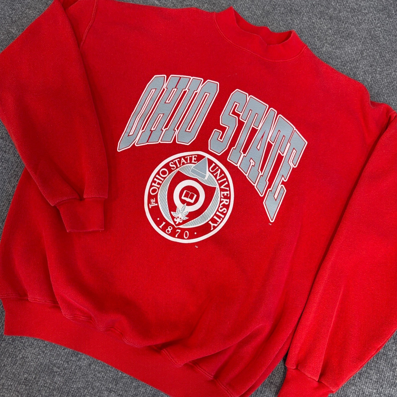 Vintage Ohio State Buckeyes Sweatshirt Men XL Made in USA Spell Out Logo Mock