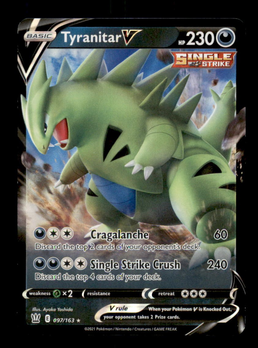 TYRANITAR V 097/163 - HOLO V RARE - BATTLE STYLES - NM/M TYRANITAR V 097/163 - HOLO V RARE - BATTLE STYLES - NM/M