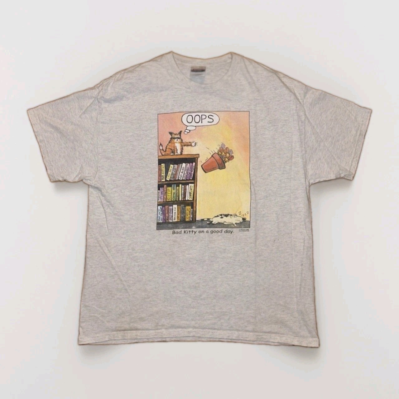 VTG Bad Kitty On A Good Day T Shirt 2XL Frank Cotham Hanes Heavyweight 90s NEW