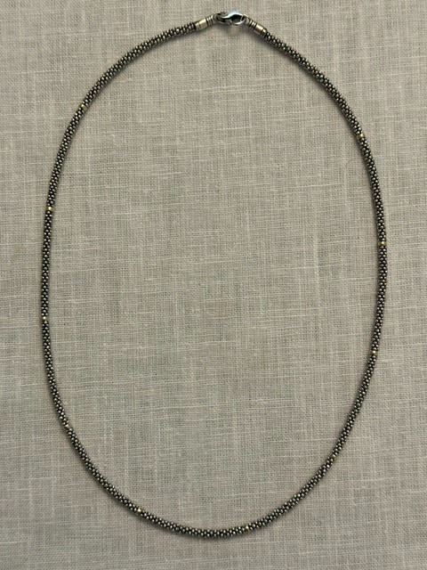 3MM Lagos 18 in Caviar Sterling Silver & 18K Yellow Gold Accent Beaded Necklace