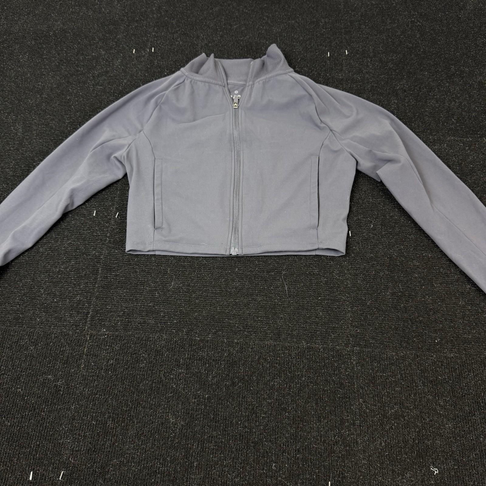 Paragon Fitwear Cropped Jacket Womens L Gray Gym Stretch Full Zip Long Sleeve