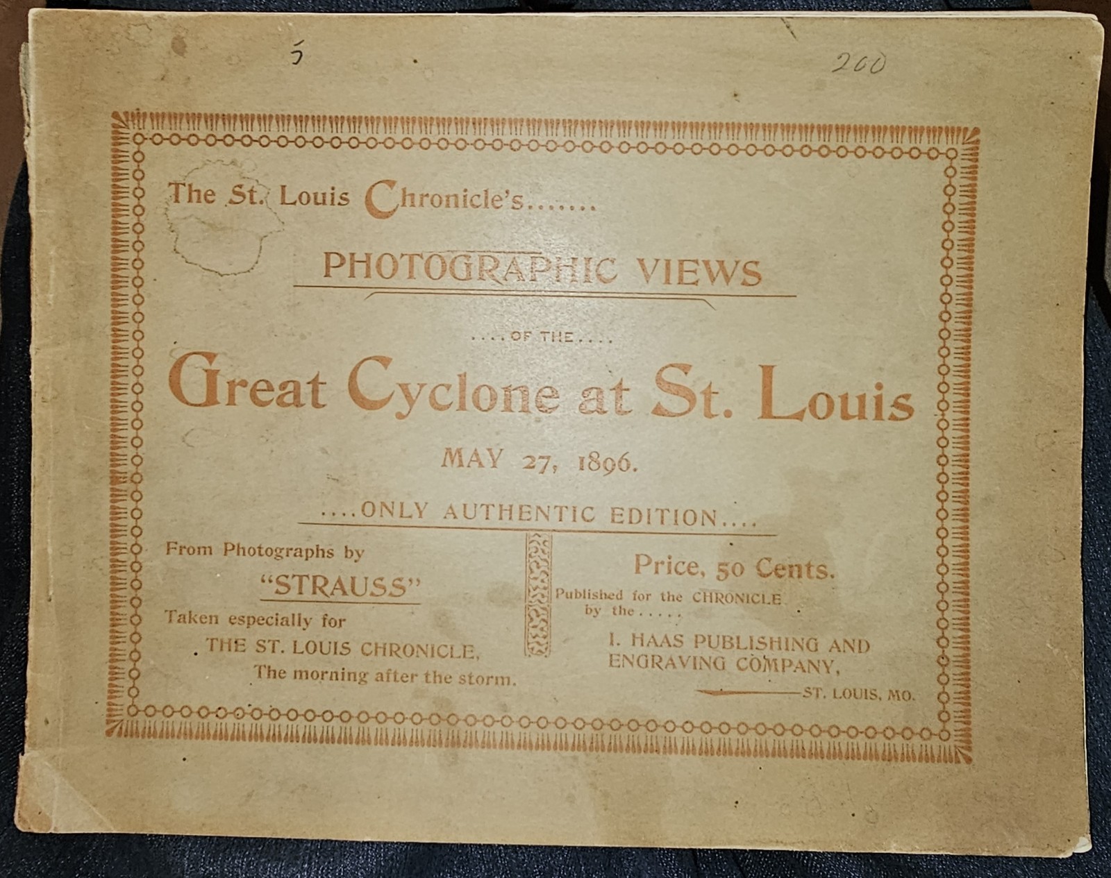 Vintage Book: Great Cyclone at St. Louis May 27 1896 Photographic Views 