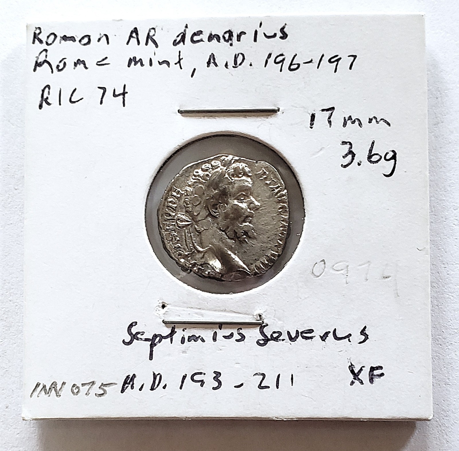 SCARCE Ancient Roman Septimius Severus Silver Denarius Coin, RIC 74, 197 AD