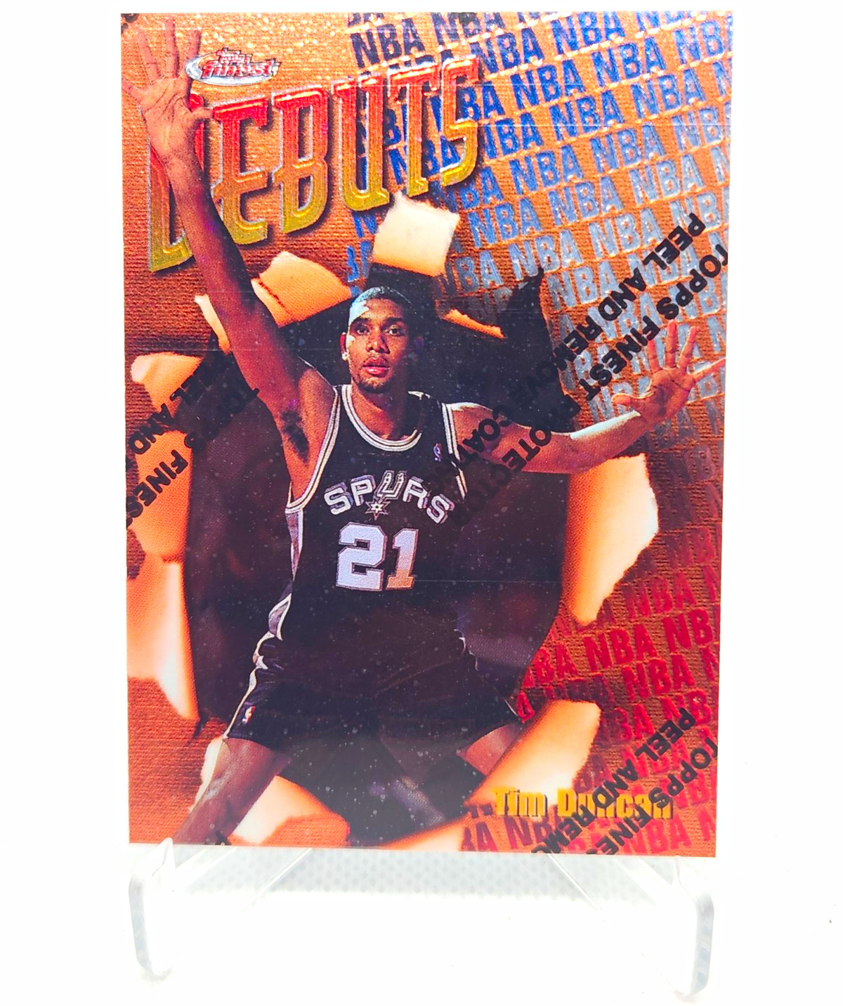 Topps 1997-98 Finest Tim Duncan Rookie RC #101 Common Bronze Spurs