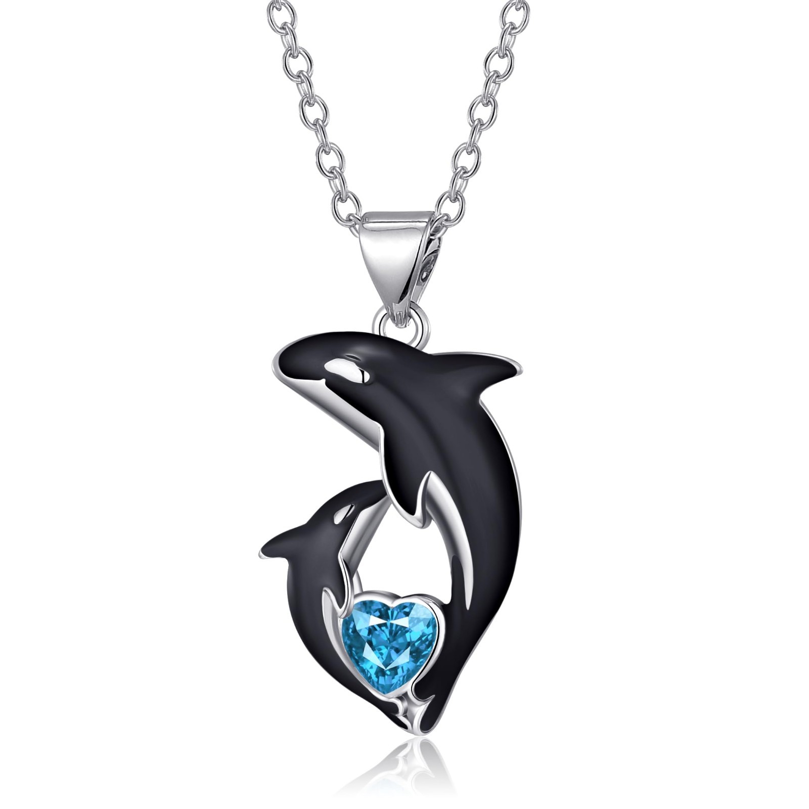 Orca Killer Whale Necklace for Women Sterling Silver Orca Whale Gifts