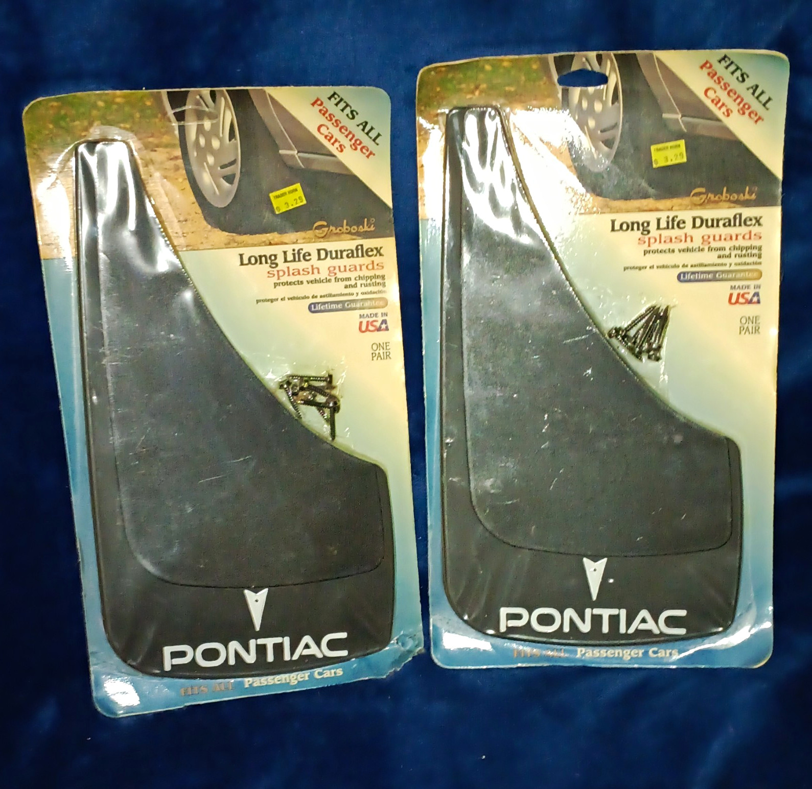 Vintage Groboski Duraflex Pontiac Mud Flaps/Splash Guards 2 Per Pack New Sealed Vintage Groboski Duraflex Pontiac Mud Flaps/Splash Guards 2 Per Pack New Sealed