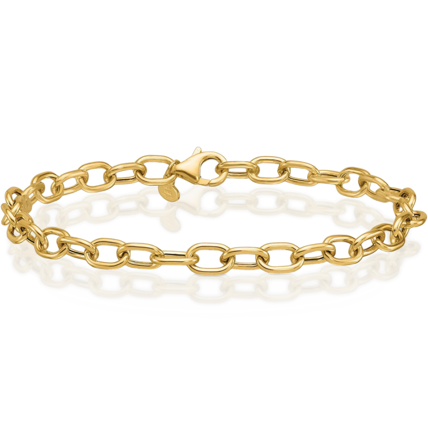 14K Solid Yellow Gold 5.2mm Thick Cable Chain Link Bracelet 7.5 inch Polished