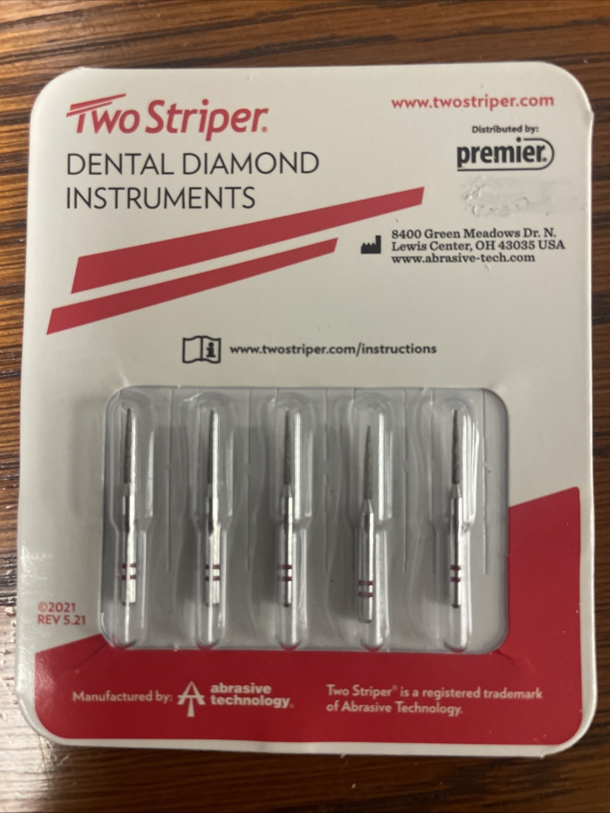 Abrasive Technology Two Striper 261.8F Diamond Burs 5/Pk