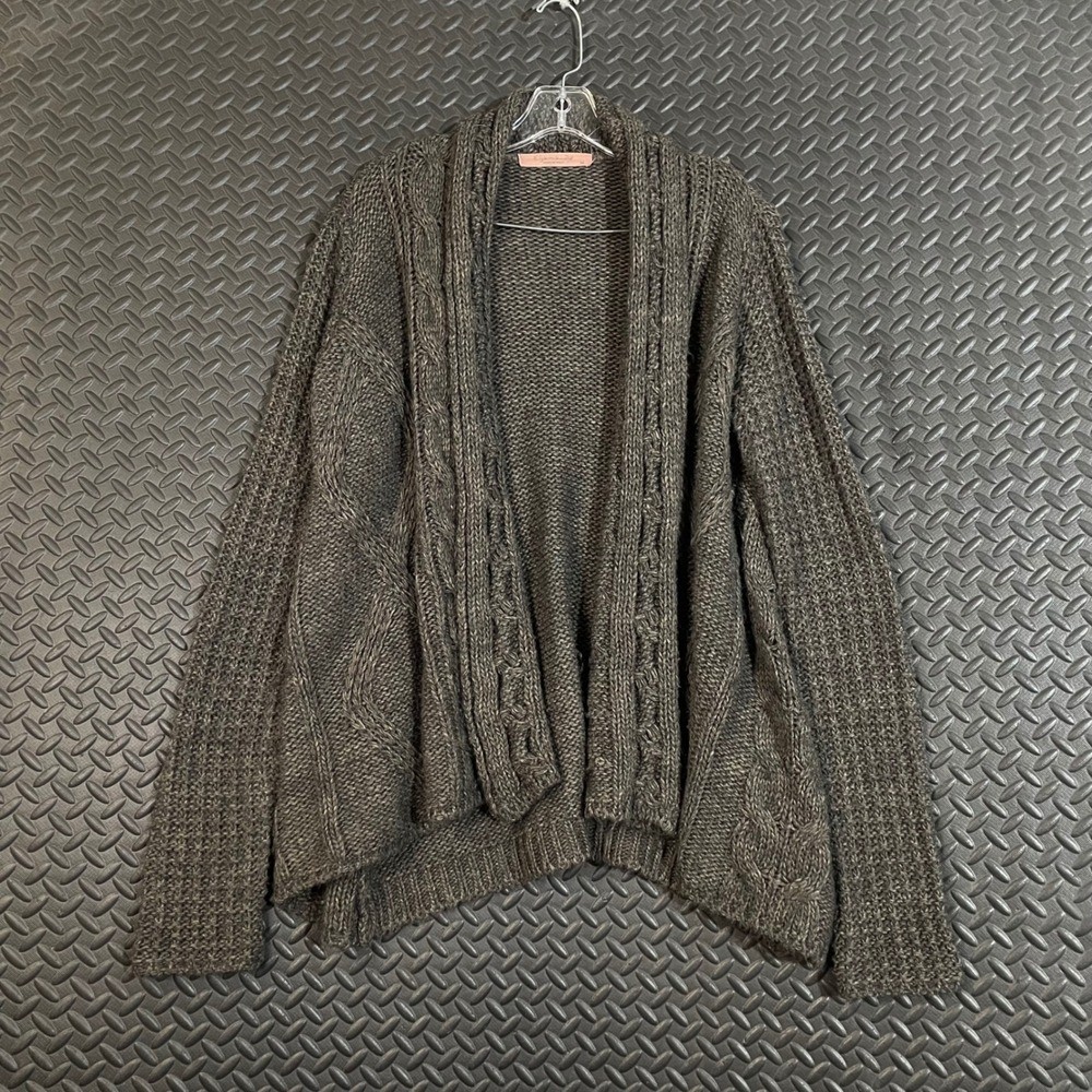 Anthropologie Elsamanda Gray Knit Open Front Cardigan Sweater Women\'s Size M
