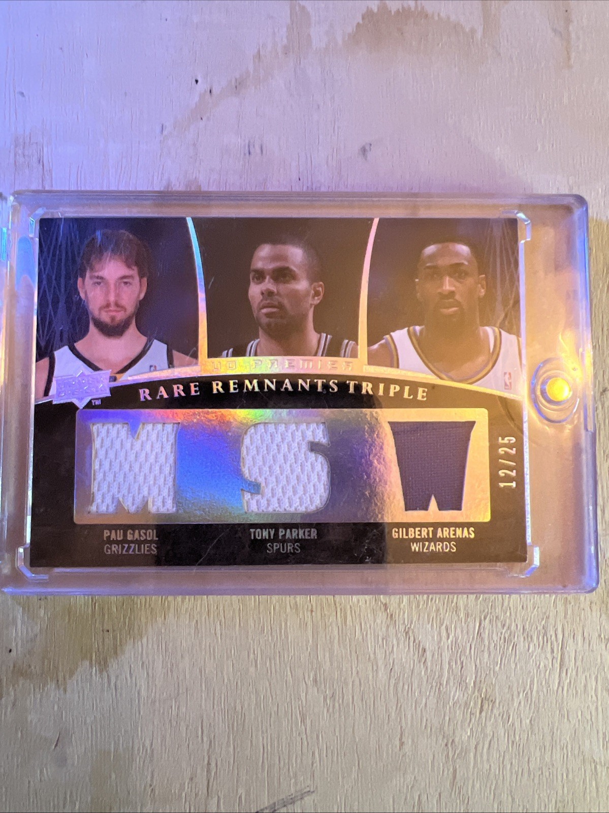 2007-08 Upper Deck Premier Rare Remnants Triple /25 Pau Gasol, Parker, Arenas