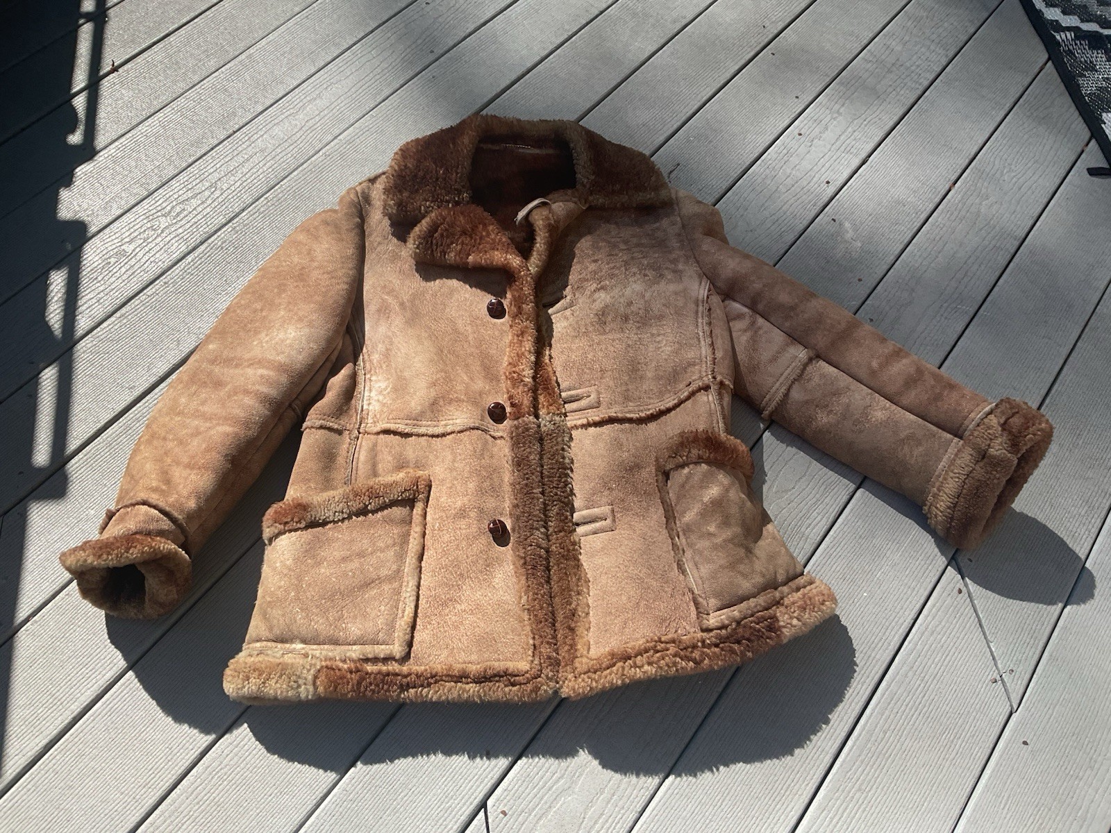 Vintage MAKRAY Sheepskin Wool Shearling Coat Sz. 42 Western/Ranch Suade Rare Men
