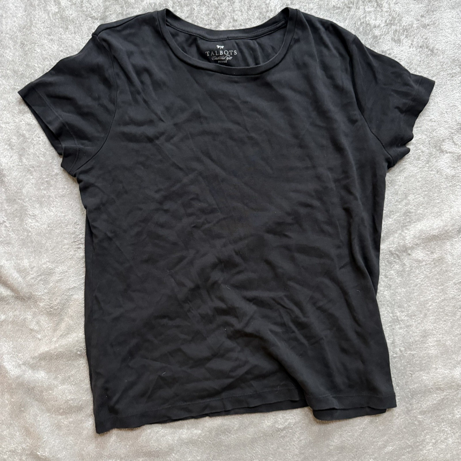 Talbots Petites Black Pima Cotton T-Shirt Women’s M Short Sleeve Crew Neck