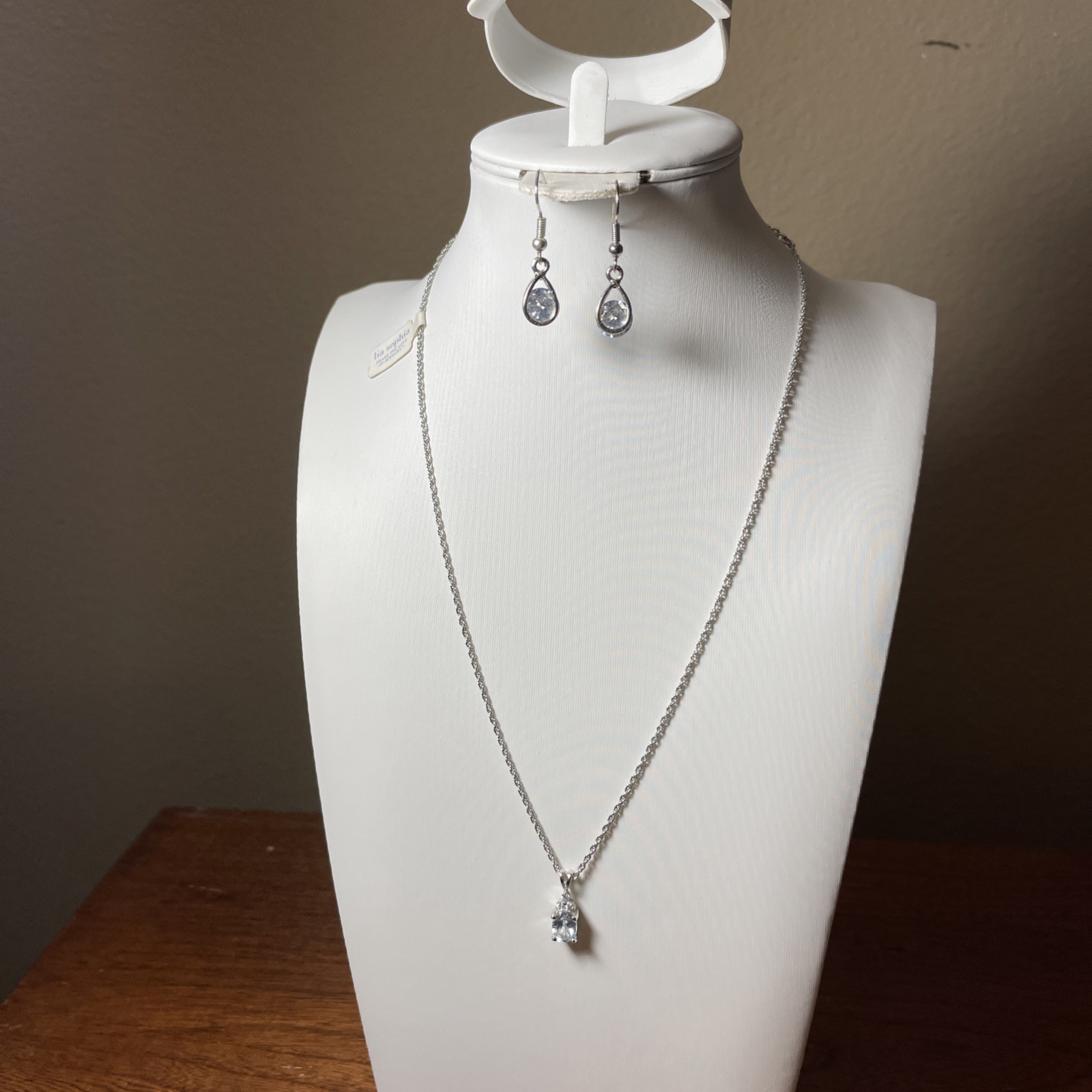 Lia Sophia NWT Rare Silver tone light blue cut crystal necklace + earrings Lia Sophia NWT Rare Silver tone light blue cut crystal necklace + earrings